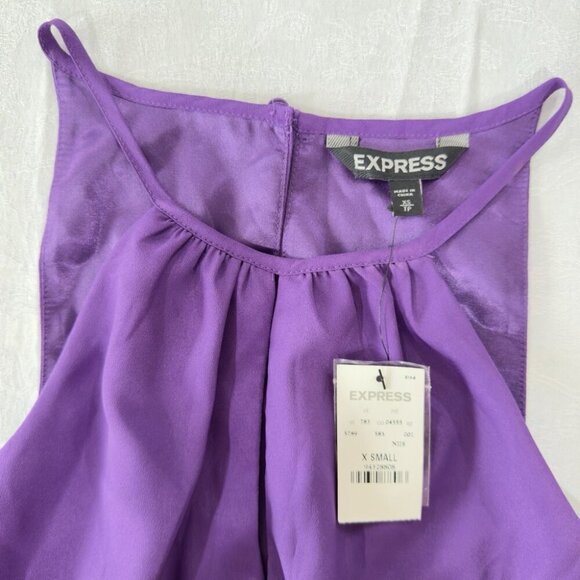 EXPRESS X-Small Purple & Black Sleeveless Keyhole Elastic Waist Dress (XS 0-2) - Picture 2 of 11